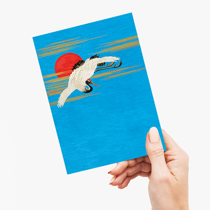 Flying Sarus crane - Greeting Card