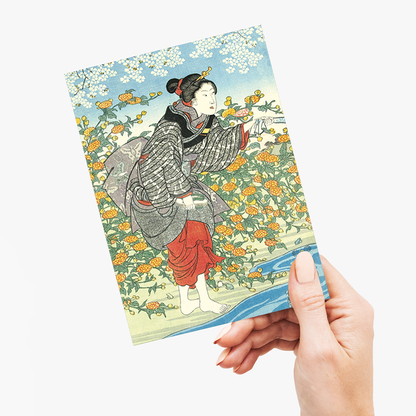The Ide Tama River in the Province of Yamashiro I by Utagawa Kuniyoshi - Greeting Card