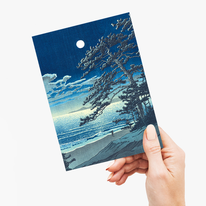 Spring Moon, Ninomiya Beach - Greeting Card