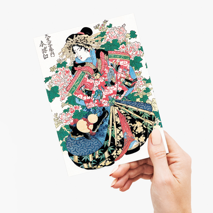 Japanese woman by Keisai Eisen - Greeting Card