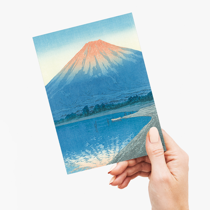 Dawn at Lake Yamanaka by Hasui - Greeting Card