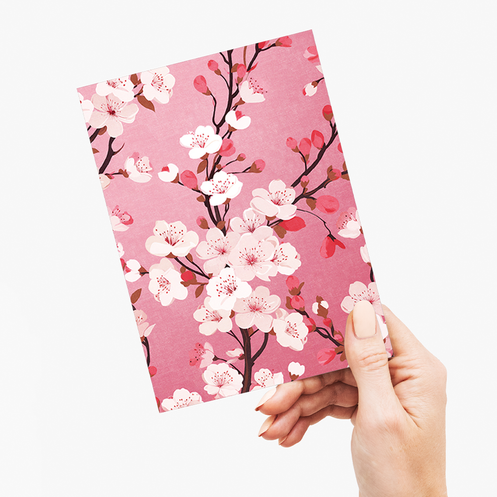 Branch pink blossom - Greeting Card