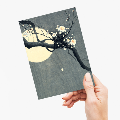 Plum Blossom and Full Moon by Ohara Koson  - Greeting Card