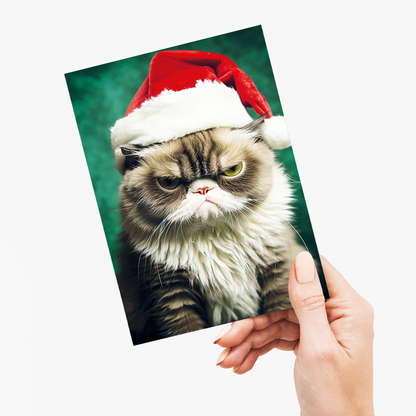 Grumpy Santa cat - Greeting Card