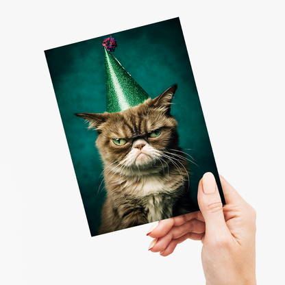 Grumpy party cat - Greeting Card