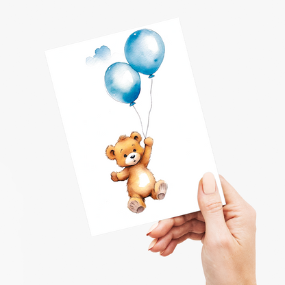 Teddy bear floating away - Greeting Card