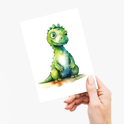 Little green dino - Greeting Card