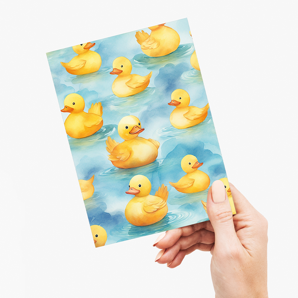 Pattern of duck in water - Greeting Card