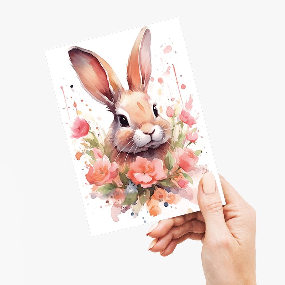 Bunny with flowers - Greeting Card