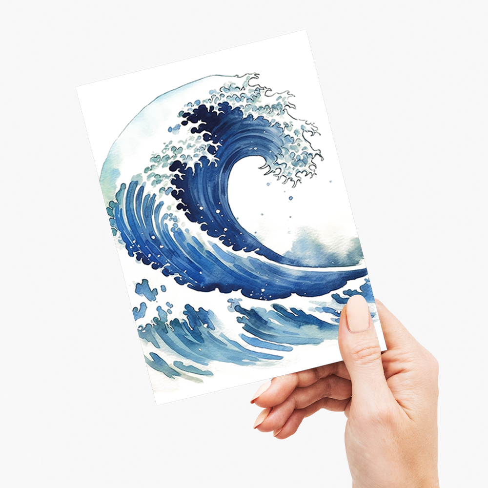 Great wave watercolour style  - Greeting Card