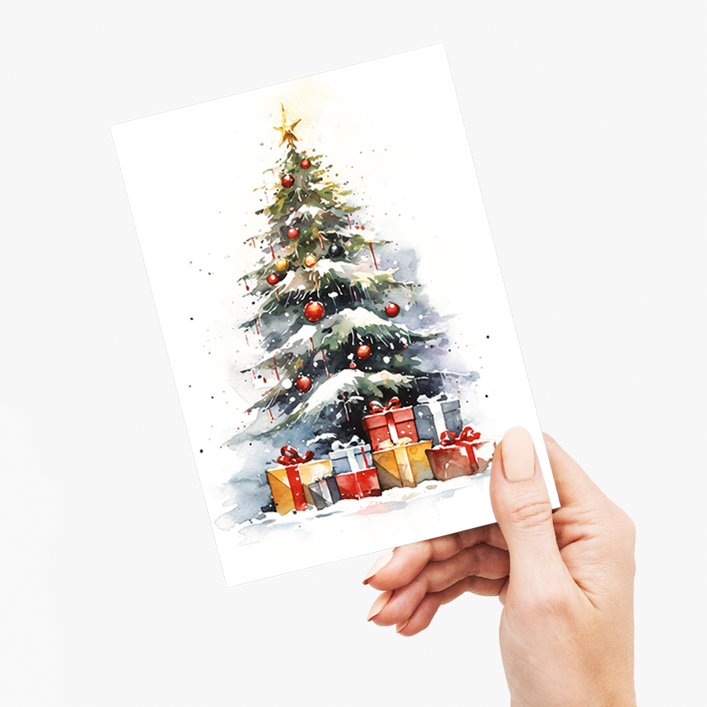 Christmas tree with presents - Greeting Card