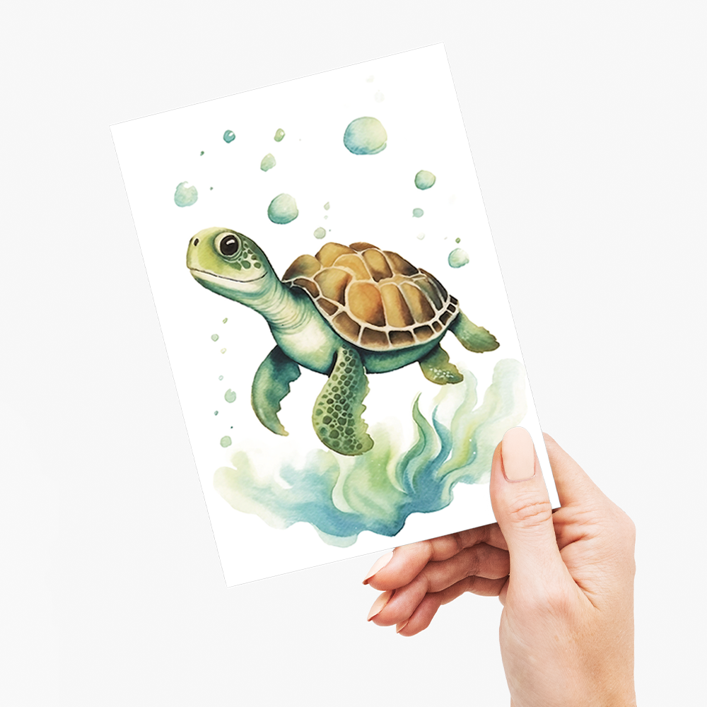 Turtle in the water - Greeting Card