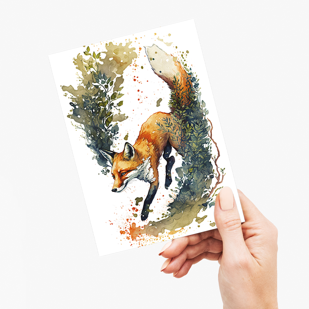 Fox running elephant - Greeting Card