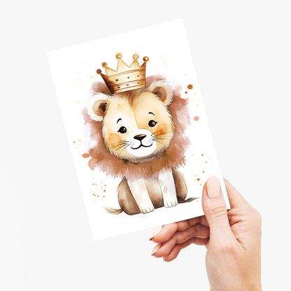 Little lion with a crown - Greeting Card