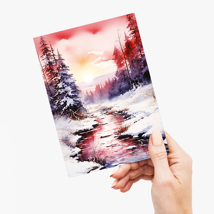 Snowy Horizon at Twilight - Greeting Card