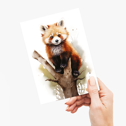 Red panda on a tree branch - Greeting Card