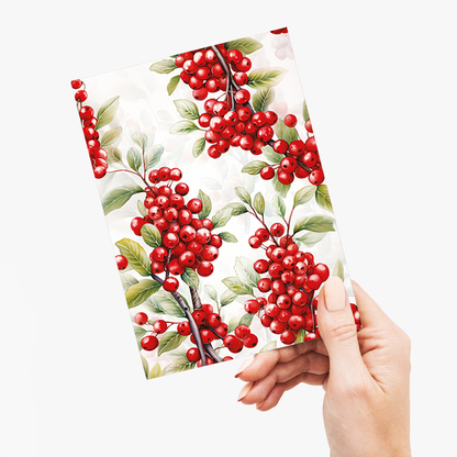 Christmas holly pattern - Greeting Card