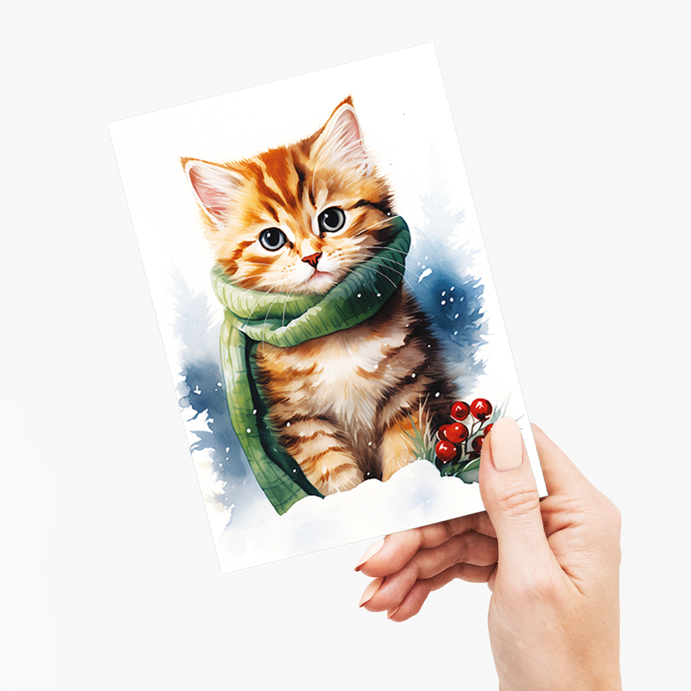 Little kitten in the snow - Greeting Card