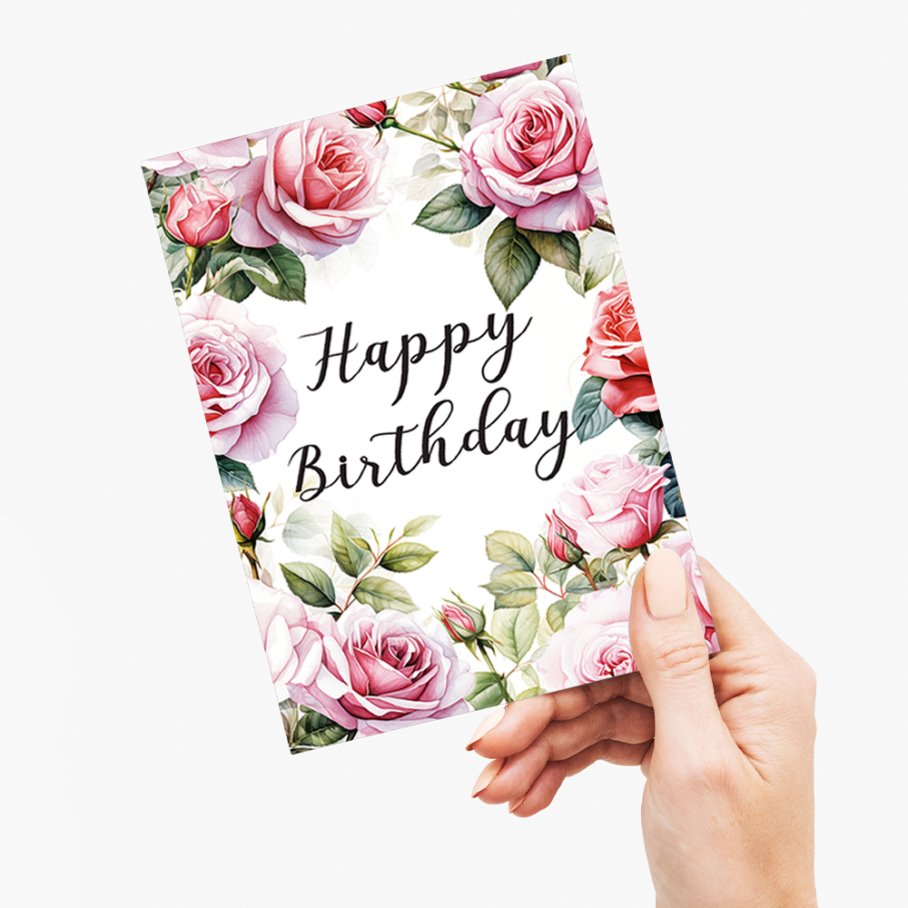 Happy birthday Pink Roses - Greeting Card