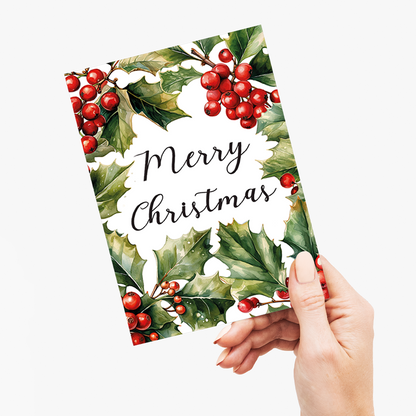 Merry Christmas holly - Greeting Card