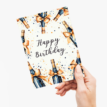 Happy Birthday Champagne bottles - Greeting Card