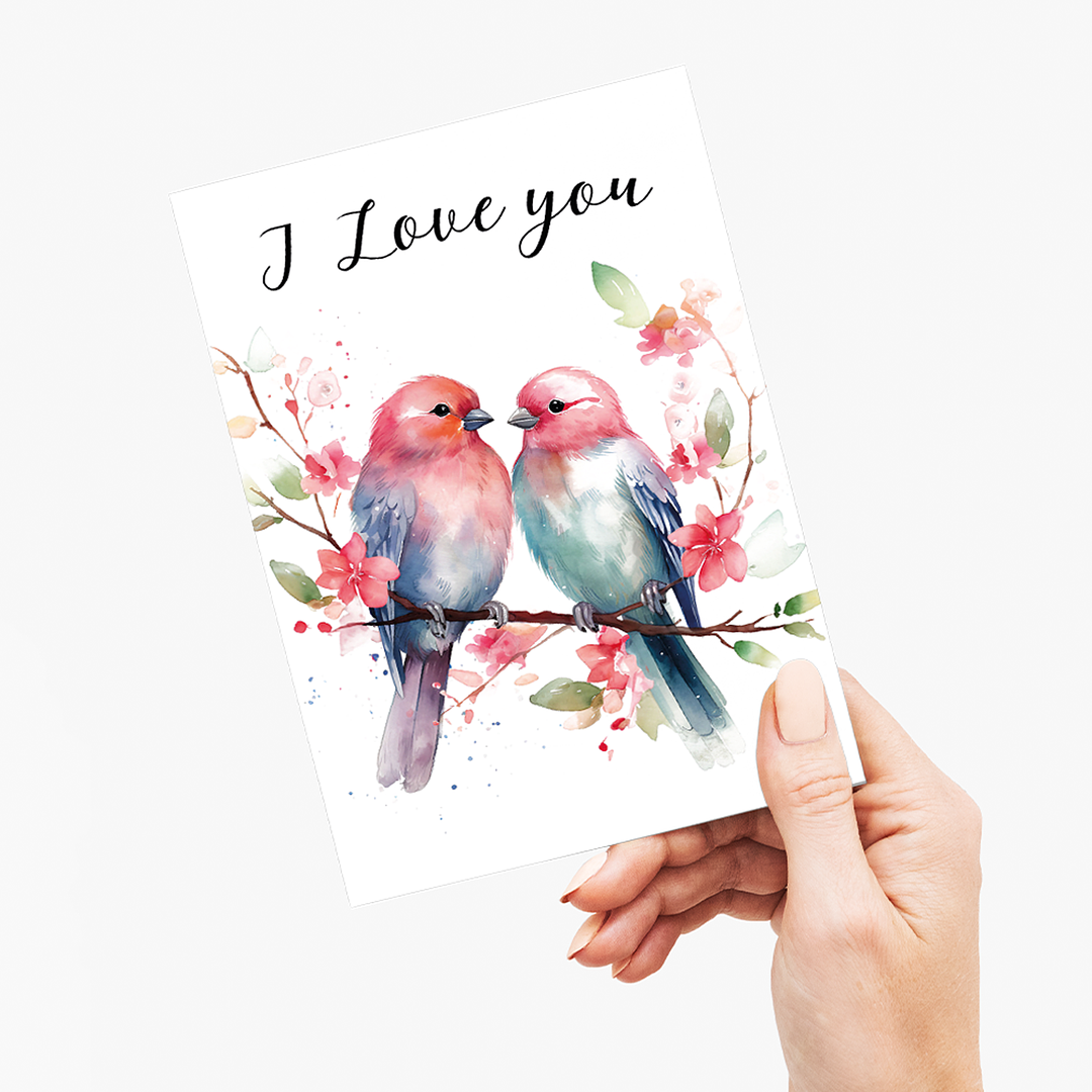 I love you (Love Birds) - Greeting Card