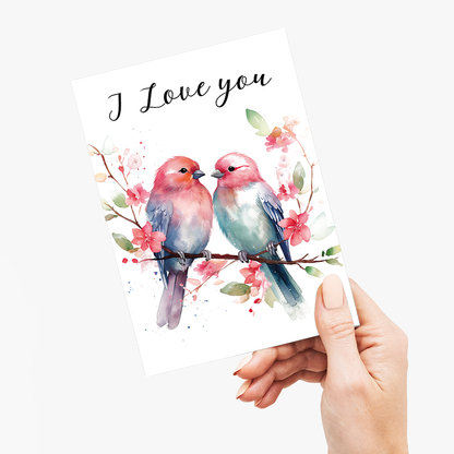 I love you (Love Birds) - Greeting Card