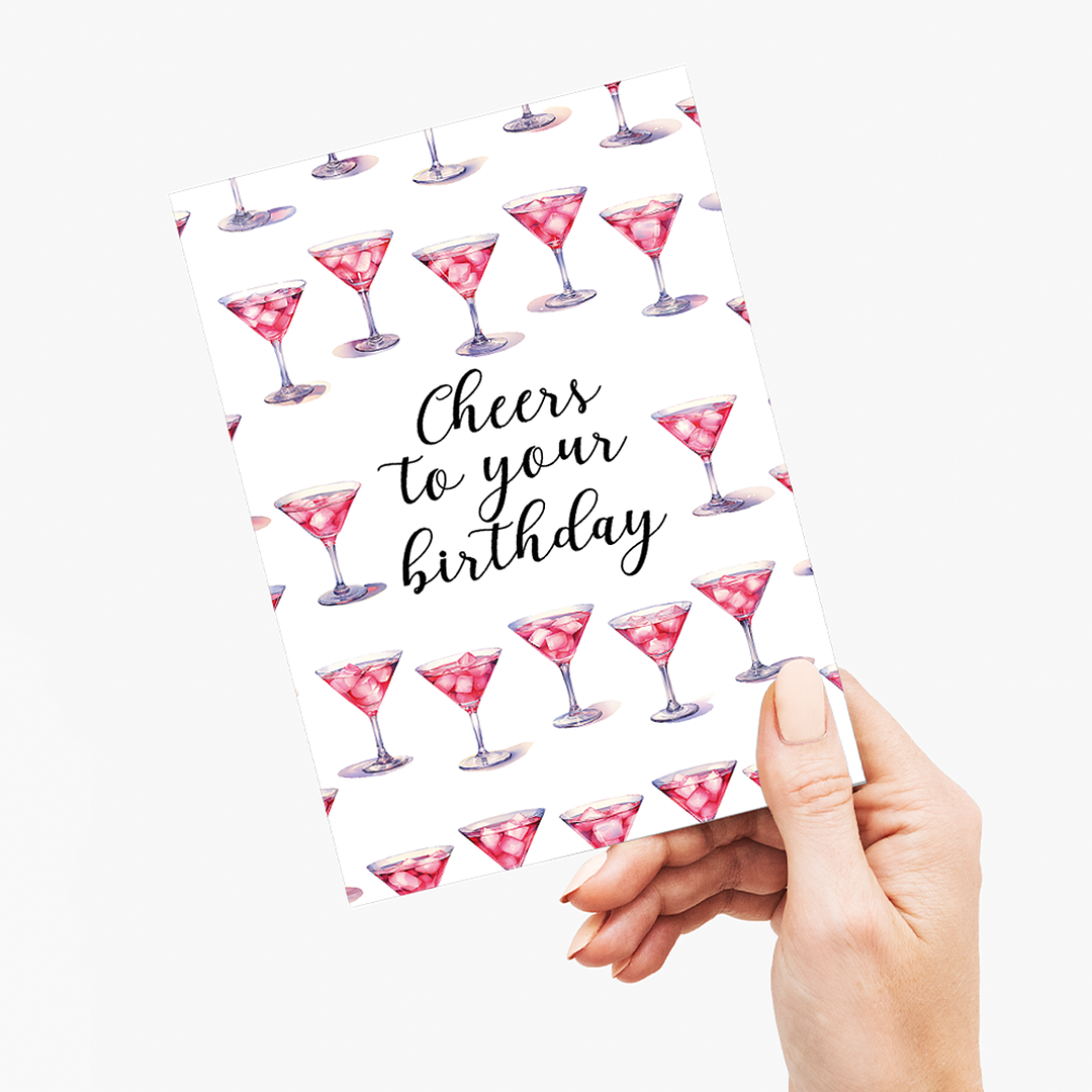 Cheers to your birthday (Pink cocktail) - Greeting Card