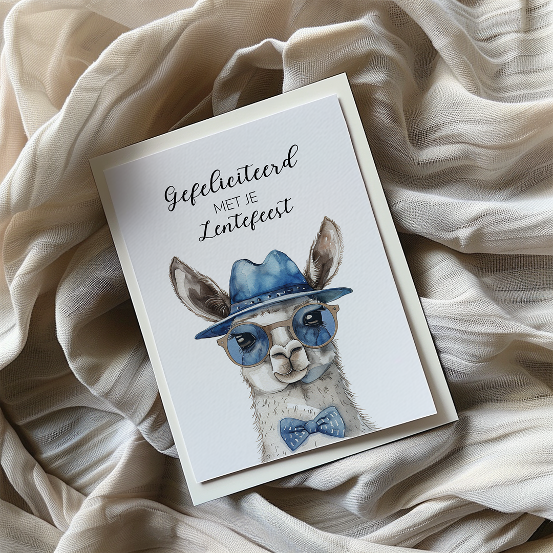 Gefeliciteerd lentefeest (Blue Lama)  - Greeting Card